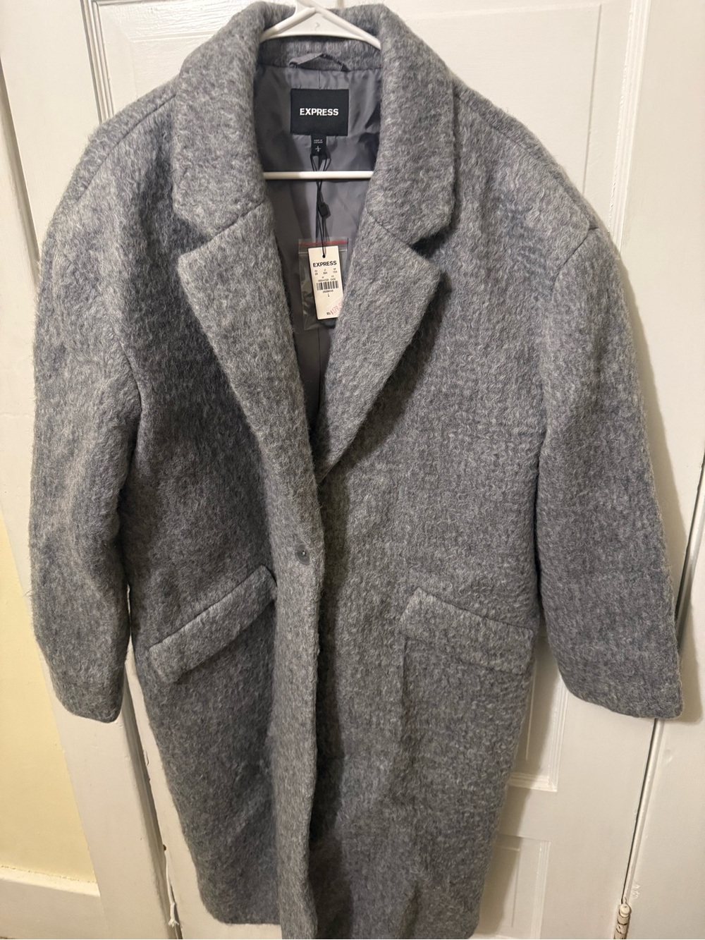 Express Gray Wool Blend Overcoat